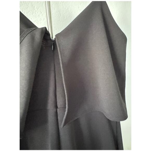 Lulus Black Wide-Leg Jumpsuit – Size L, NWT Elegant Overlay Bodice - Picture 8 of 9